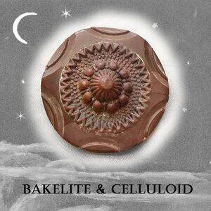 VTG Bakelite & Celluloid Medallion  Handle  Antique Vintage Furniture Pull